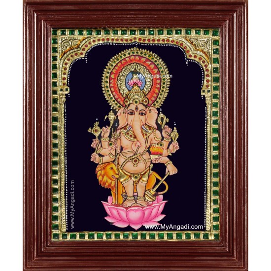 Kan Drishti Ganesha Tanjore Painting