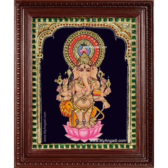 Kan Drishti Ganesha Tanjore Painting