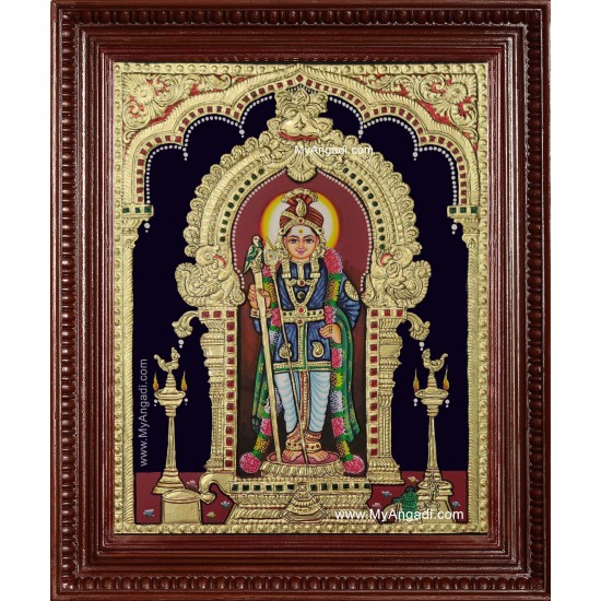 Palani Raja Alankara Murugan Tanjore Painting