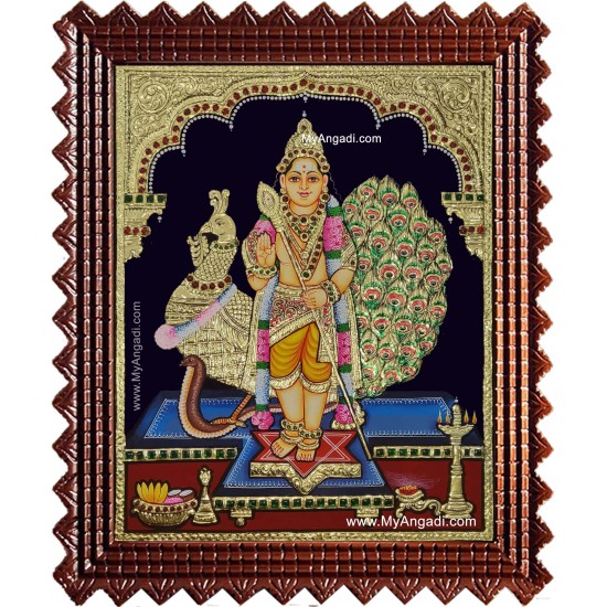 Murugan Peacock Tanjore Painting