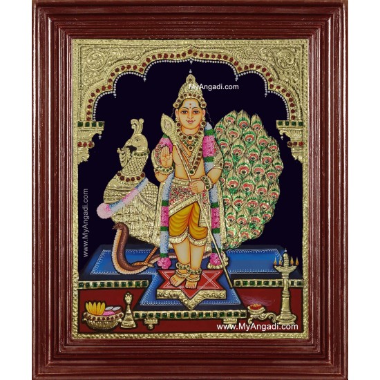 Murugan Peacock Tanjore Painting