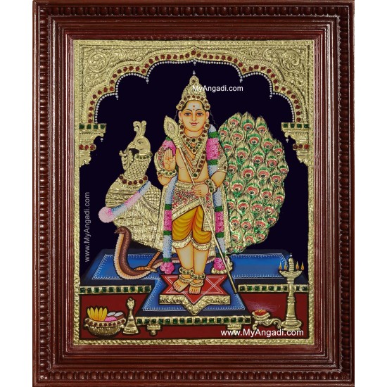 Murugan Peacock Tanjore Painting