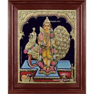 Kartikeyan Peacock Tanjore Painting
