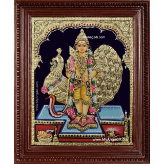 Kartikeyan Peacock Tanjore Painting