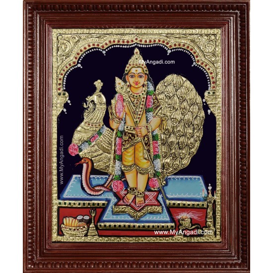 Kartikeyan Peacock Tanjore Painting Kartikeyan Peacock Tanjore Painting