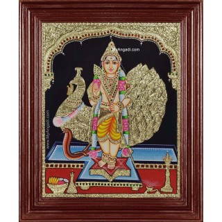 Subramanya Swami Peacock Tanjore Painting