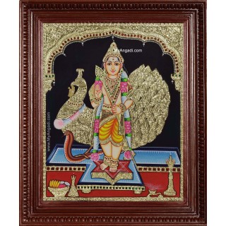 Subramanya Swami Peacock Tanjore Painting