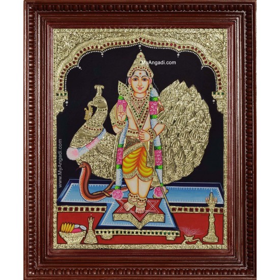 Subramanya Swami Peacock Tanjore Painting Subramanya Swami Peacock Tanjore Painting