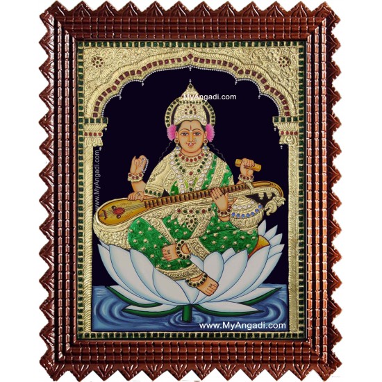 Saraswati Tanjore Painting Saraswati Tanjore Painting