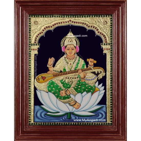 Saraswati Tanjore Painting Saraswati Tanjore Painting