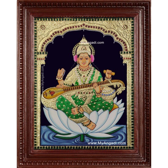 Saraswati Tanjore Painting Saraswati Tanjore Painting