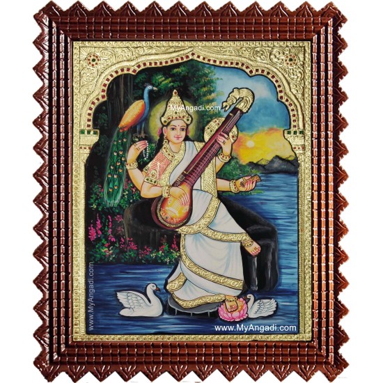 Ravi Varma Saraswathi Tanjore Painting Ravi Varma Saraswathi Tanjore Painting