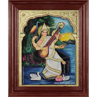 Ravi Varma Saraswathi Tanjore Painting