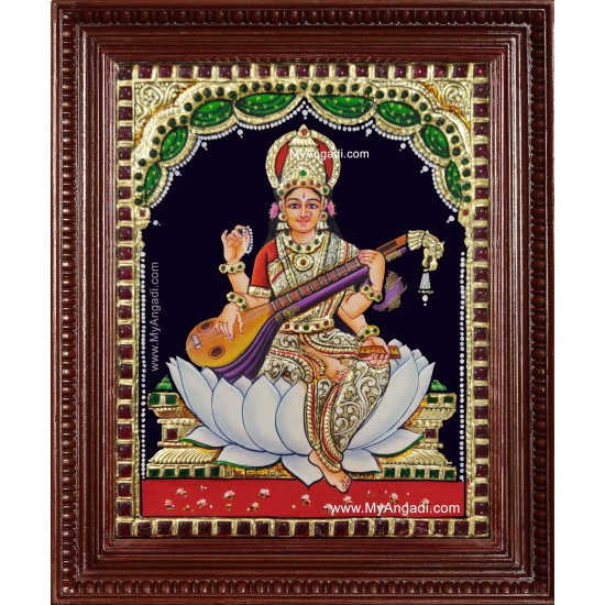 Kalaimagal Saraswathi Tanjore Painting Kalaimagal Saraswathi Tanjore Painting