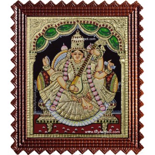 Goddess Saraswathi Devi Tanjore Painting