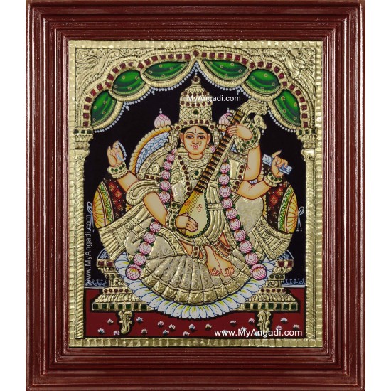 Goddess Saraswathi Devi Tanjore Painting