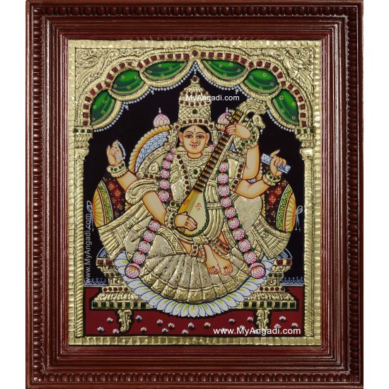 Goddess Saraswathi Devi Tanjore Painting Goddess Saraswathi Devi Tanjore Painting
