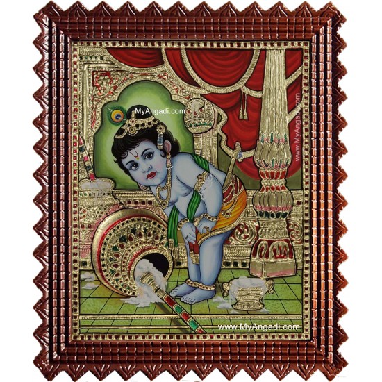 Vennai Krishna Tanjore Painting