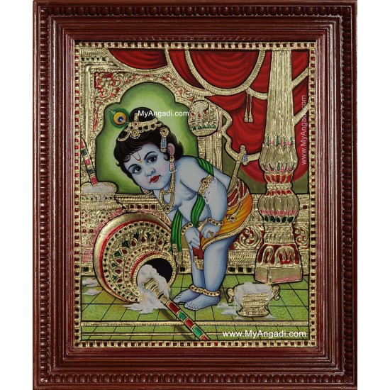 Vennai Krishna Tanjore Painting Vennai Krishna Tanjore Painting