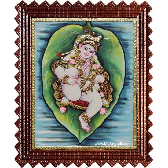 Alilai Krishna Tanjore Painting Alilai Krishna Tanjore Painting
