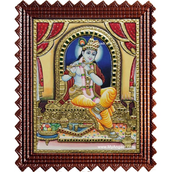 Shri Krishna Playing Flute Tanjore Painting Shri Krishna Playing Flute Tanjore Painting