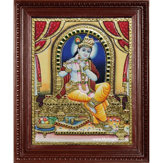 Shri Krishna Playing Flute Tanjore Painting Shri Krishna Playing Flute Tanjore Painting