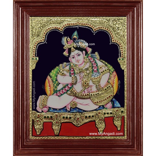 Butter Pot Krishna Tanjore Painting