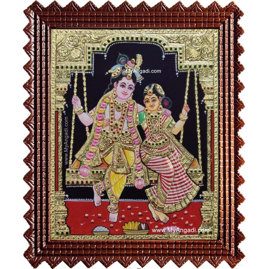 Unjal Radhe Krishna Tanjore Painting