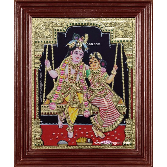 Unjal Radhe Krishna Tanjore Painting Unjal Radhe Krishna Tanjore Painting