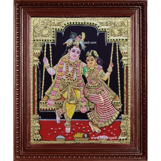 Unjal Radhe Krishna Tanjore Painting Unjal Radhe Krishna Tanjore Painting