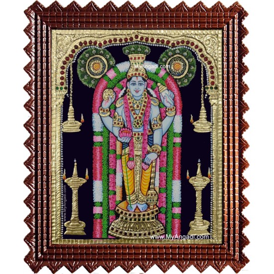 Lord Guruvayurappan Krishna Tanjore Painting