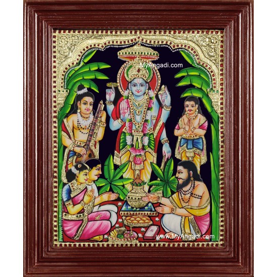 Sathya Narayana Swami Tanjore Painting Sathya Narayana Swami Tanjore Painting