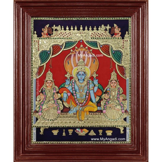 Narayanan Perumal Shri Devi Bhoo Devi Tanjore Painting Narayanan Perumal Shri Devi Bhoo Devi Tanjore Painting