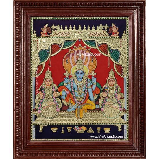 Narayanan Perumal Shri Devi Bhoo Devi Tanjore Painting Narayanan Perumal Shri Devi Bhoo Devi Tanjore Painting