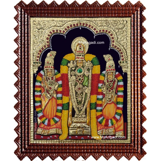 Venkateswara Perumal Sri Devi Bhu Devi Tanjore Painting Venkateswara Perumal Sri Devi Bhu Devi Tanjore Painting