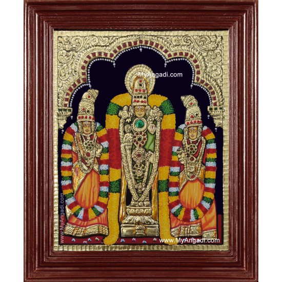 Venkateswara Perumal Sri Devi Bhu Devi Tanjore Painting Venkateswara Perumal Sri Devi Bhu Devi Tanjore Painting