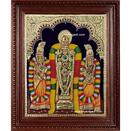 Venkateswara Perumal Sri Devi Bhu Devi Tanjore Painting