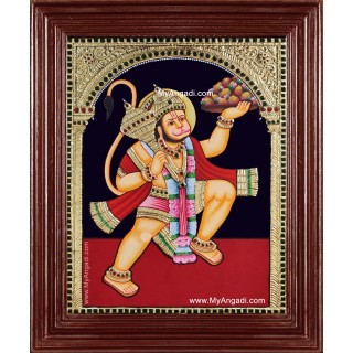 Hanuman With Sanjeevi Hills Tanjore Painting