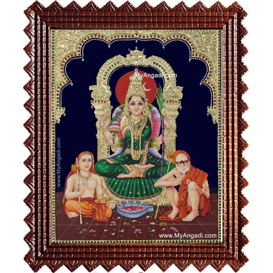 Kamatchi Amman Sankarar Kanchi Periyavar Tanjore Painting