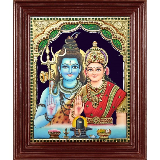 Shiva Parvathi Tanjore Painting