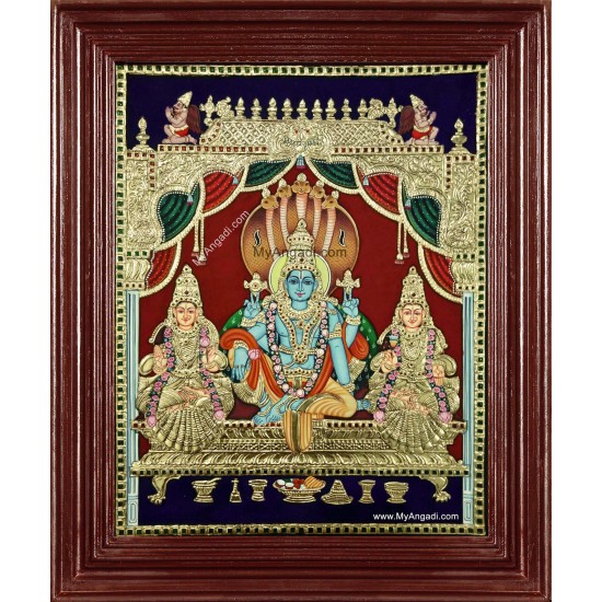 Narayanan Sri Devi Bhu Devi Tanjore Painting