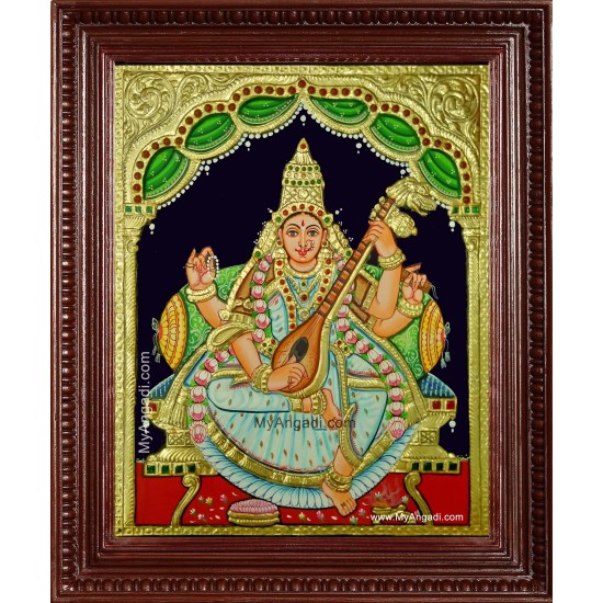 Saraswathi Devi Tanjore Painting