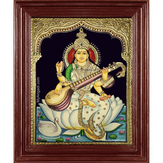 Kalaimagal Saraswathi Tanjore Painting Kalaimagal Saraswathi Tanjore Painting
