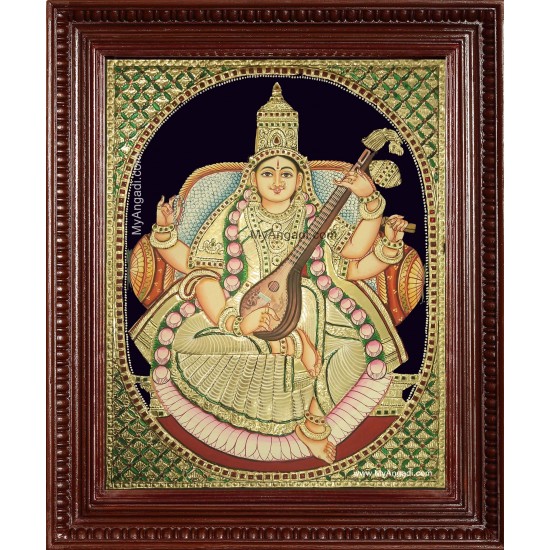 Saraswathi Devi Tanjore Painting Saraswathi Devi Tanjore Painting