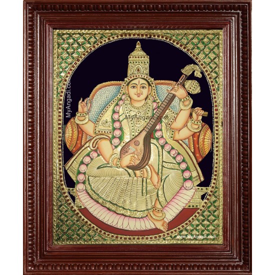 Saraswathi Devi Tanjore Painting