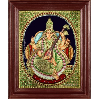 Saraswati Devi Tanjore Painting