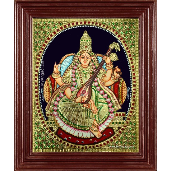 Saraswati Devi Tanjore Painting Saraswati Devi Tanjore Painting