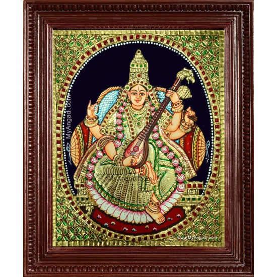 Saraswati Devi Tanjore Painting Saraswati Devi Tanjore Painting