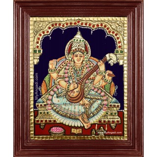 Saraswathi Devi Tanjore Painting