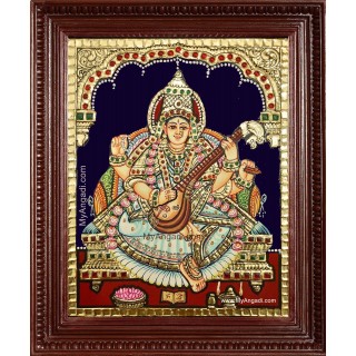 Saraswathi Devi Tanjore Painting Saraswathi Devi Tanjore Painting